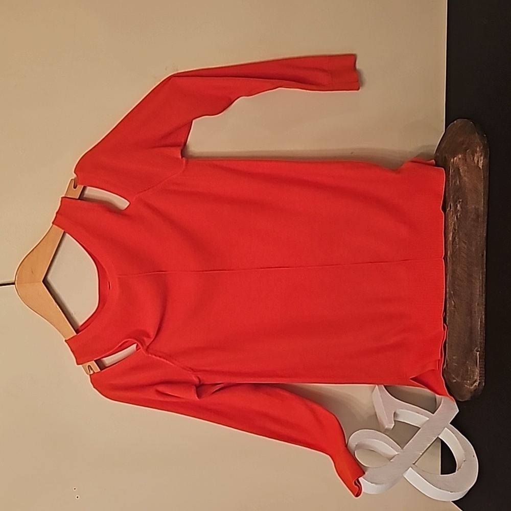 Trouve Cut Out Shoulders Orange Sweater
